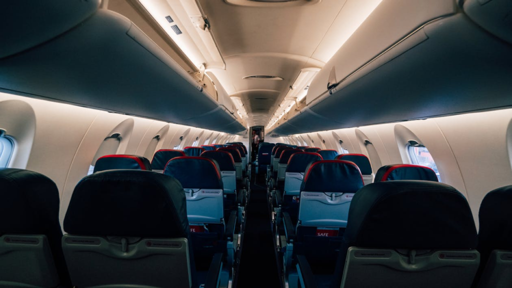 inside of empty aircraft before departure